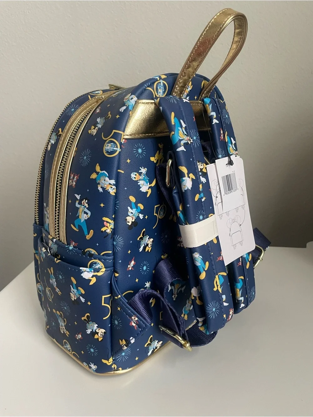 Disney Loungefly 50th Anniversary Character Backpack with Gold Accents